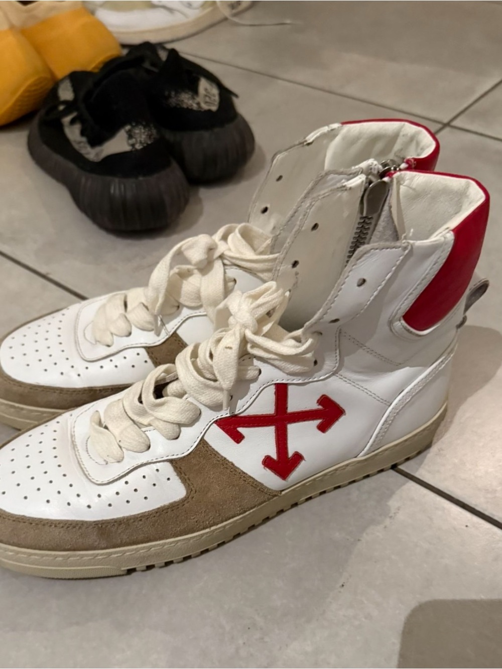 Off-White White Red High-Top Sneakers